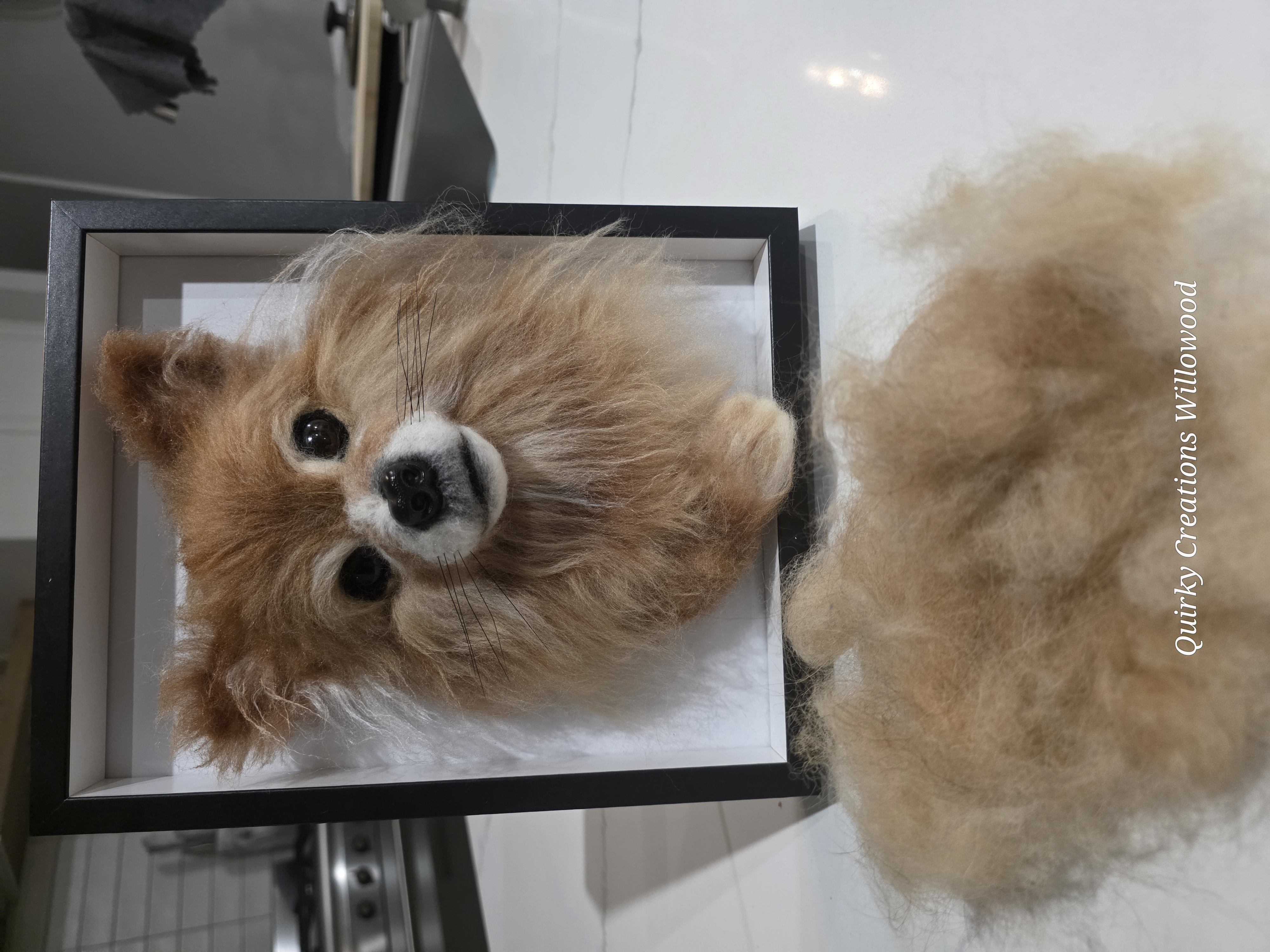 Frankie's needle-felted memorial portrait